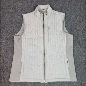 Hackett London Reversible Quilted Gilet Vest Men L Vapour Blue Knit Panels Zip